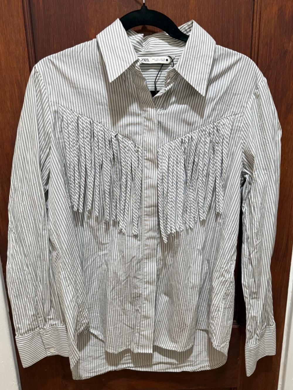 ZARA Black & White Vertical-Stripe Button Shirt
